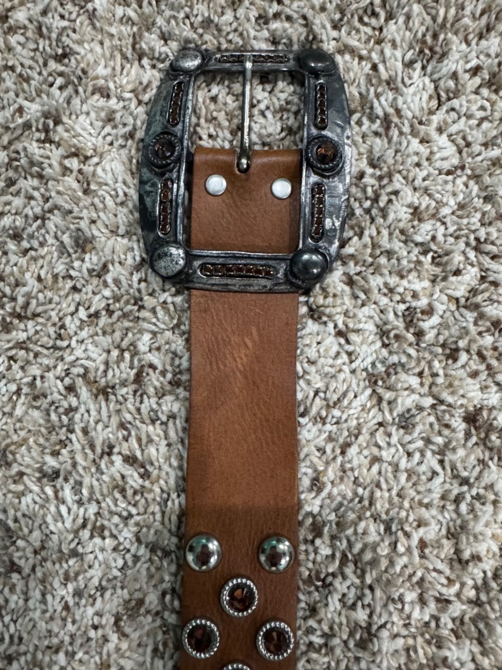 Vintage Leatherock Studded/Embellished Brown Leather Belt size Large - Picture 5 of 5